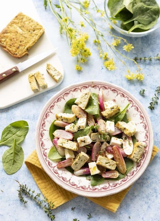 Tartelettes aux épinards chèvre et tofu à l ail des ours noisettes