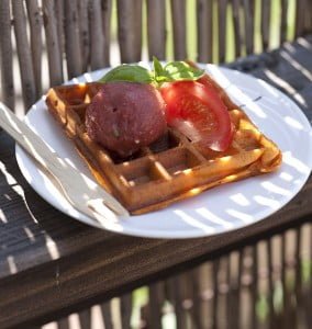 Gaufres à la tomate et sorbet de tomates au basilic