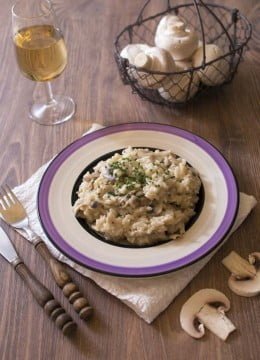 Risotto aux champignons et purée de noix de cajou