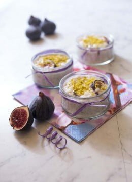 Riz au lait d’amandes, figues et pistaches – sans lactose