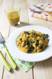 Curry de courge butternut aux pois chiches et épinards