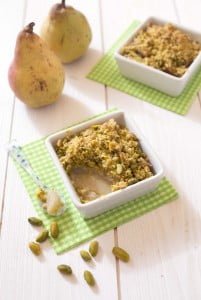 Crumble poires pistaches