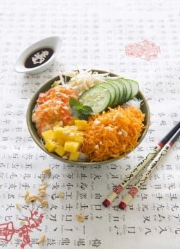 Buddha bowl asiatique aux crevettes : photo de la recette