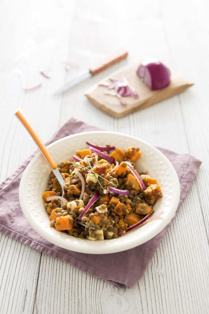 Photo de la recette : Salade de lentilles et patates douces à la feta