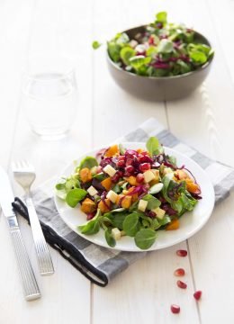 Salade d’hiver courge mâche et chou rouge