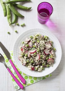 Taboulé de chou-fleur petits pois et radis