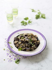 Salade d’aubergines au cumin et coriandre fraîche