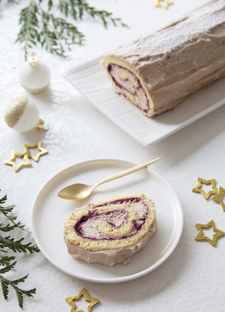 Bûche de Noël légère cassis marrons | Recettes de cuisine Biodélices