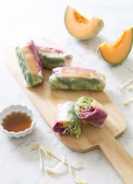 Rouleaux de printemps melon basilic courgette