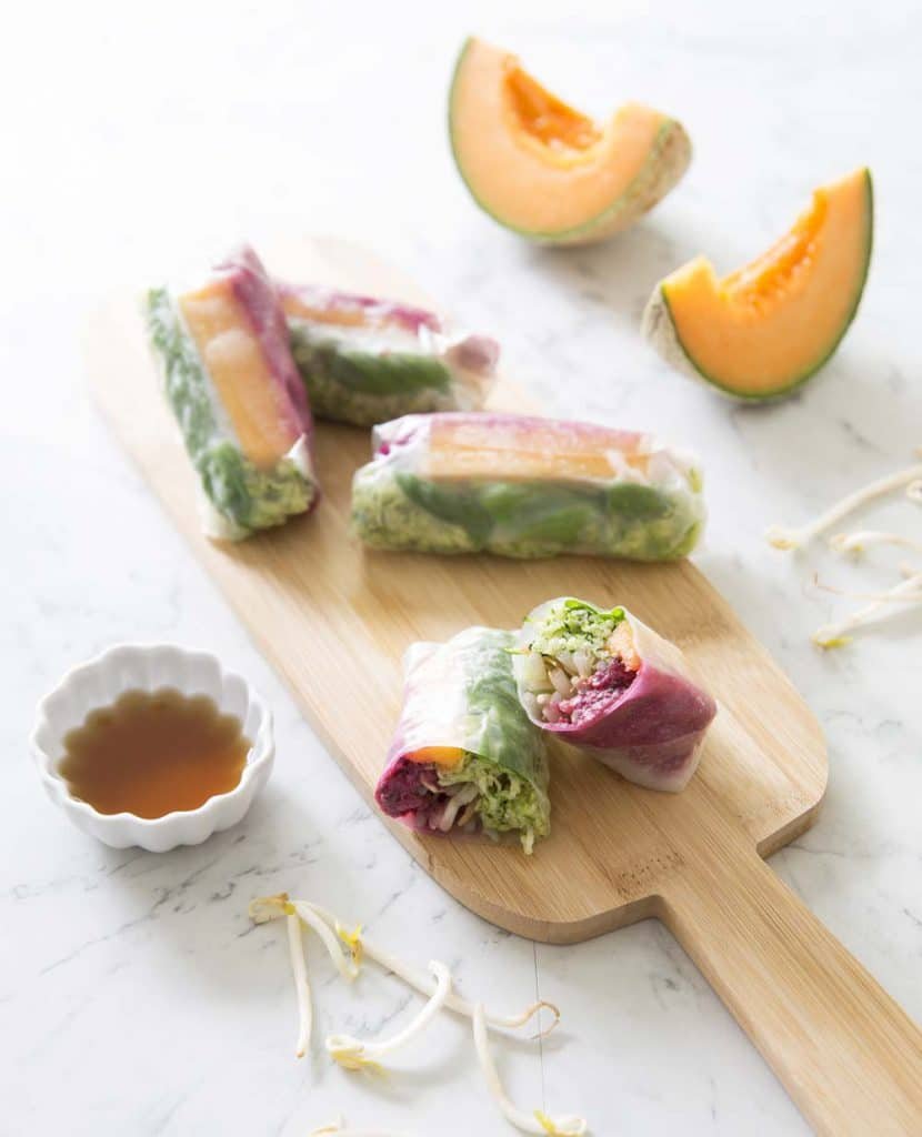 Photo de la recette : Rouleaux de printemps melon basilic courgette