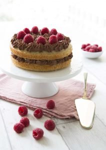 Layer cake vegan sans gluten noisette chocolat framboises