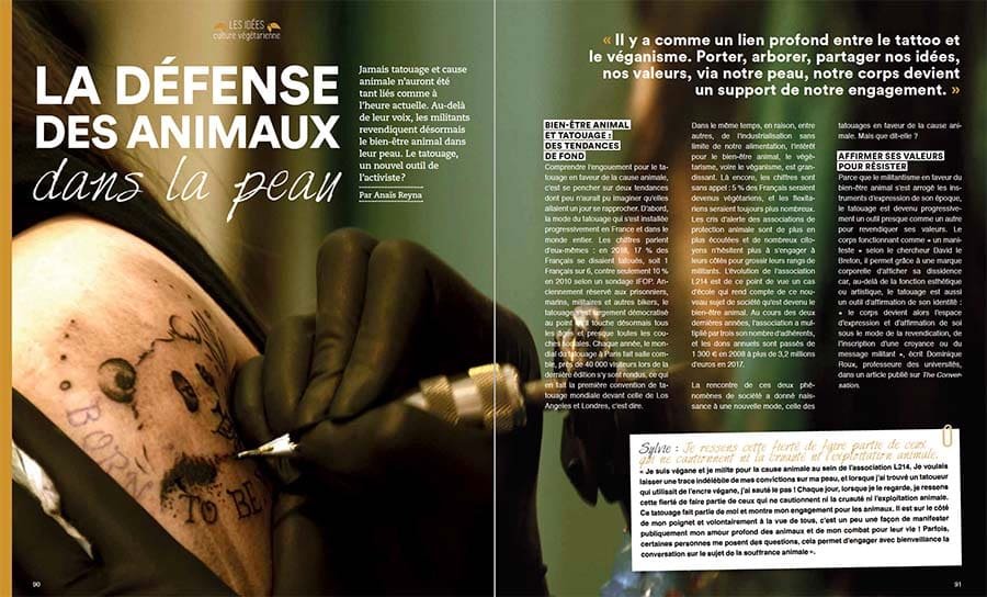 Extrait magazine Esprit Veggie : tatouage