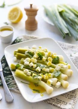 Recette Poireaux vinaigrette coriandre feta