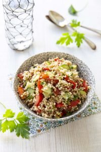 Salade sarrasin tomate concombre – régime sans fodmaps pour dysbiose intestinale