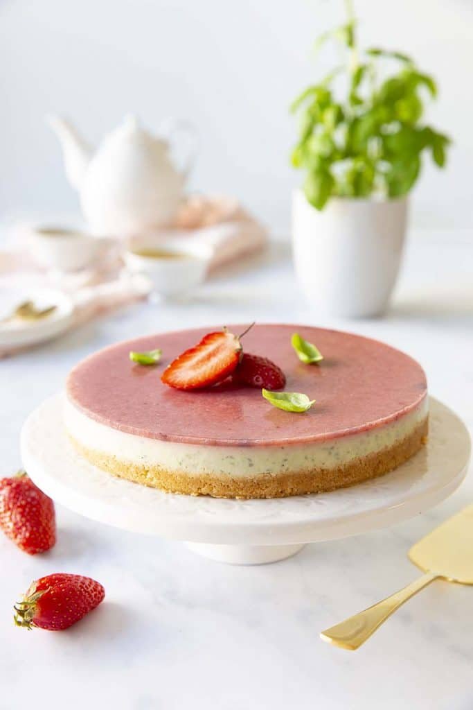 Recette Cheesecake fraises basilic