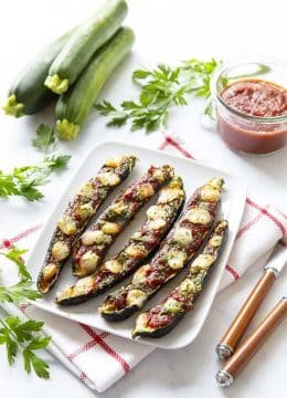 Recette Courgettes rôties sauce tomate et chèvre