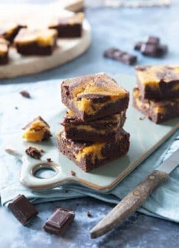 Brownie au chocolat marbré au cheesecake à la courge