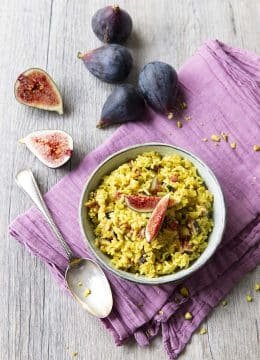 Riz pilaf oignons lait de coco figues