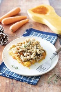 Crumble butternut, carottes et fromage de brie