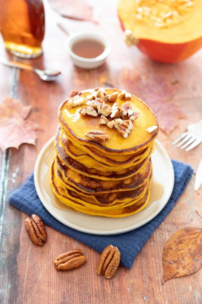 Photo de la recette : Pancakes moelleux au potimarron pour faire apprécier la courge aux enfants