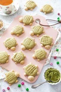 Biscuits tortue au matcha et tahini – vegan et sans lactose