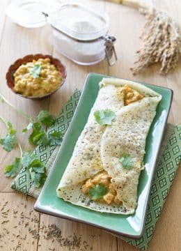 Crêpes indiennes masala dosa aux épices et patates douces (vegan et sans gluten)